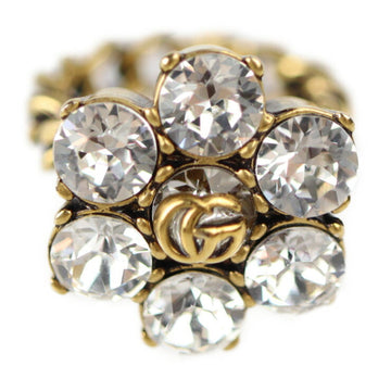 GUCCI ring 645682 notation size S metal crystal glass vintage gold GG double G flower motif about 11