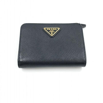 PRADA Saffiano Leather Bifold Wallet 1ML018 Triangle  Black