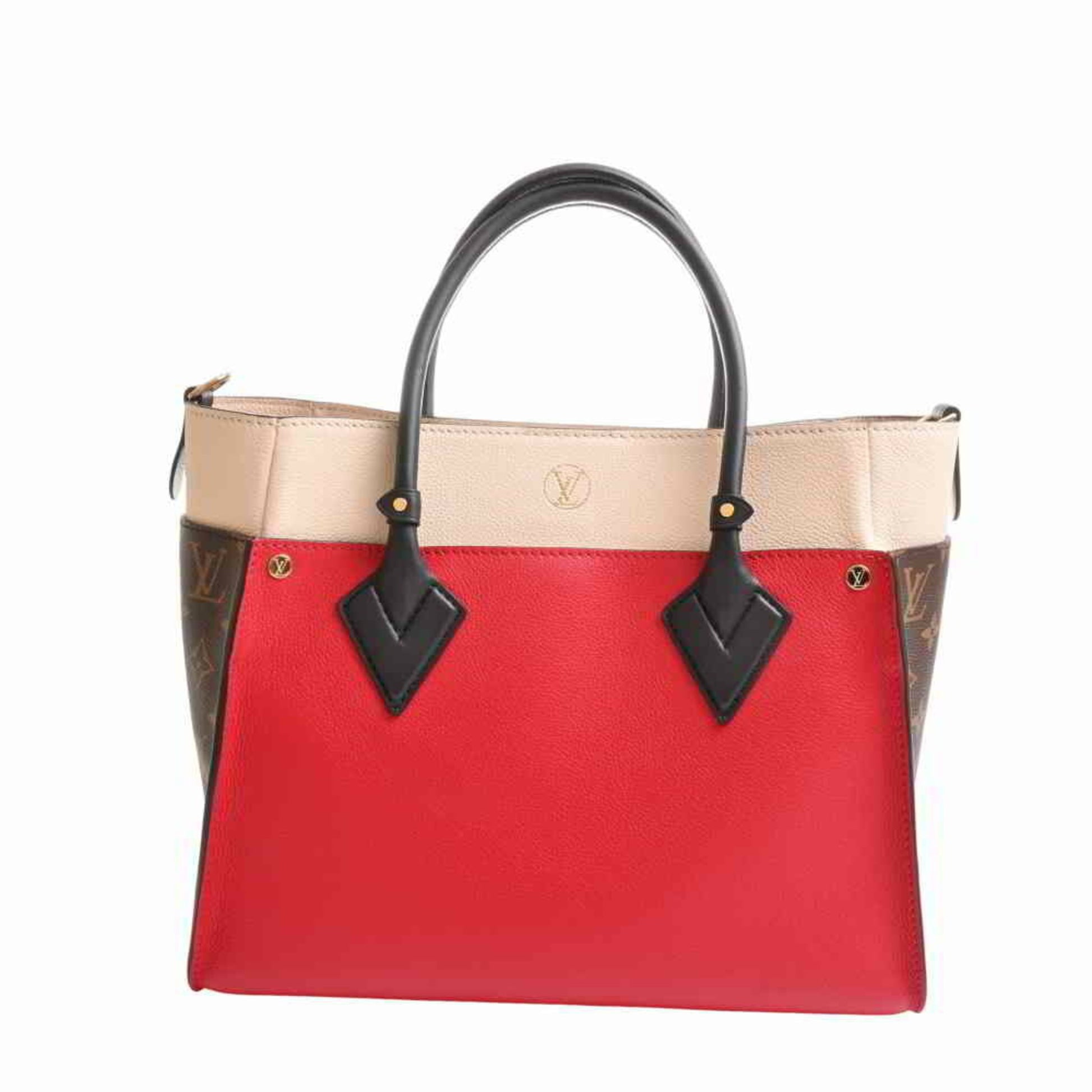 Louis Vuitton Taurillon on my side tote bag white/red/brown leather PV