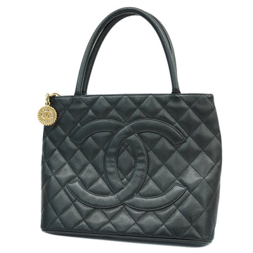 CHANELAuth  Reprint Tote Women's Caviar Leather Black