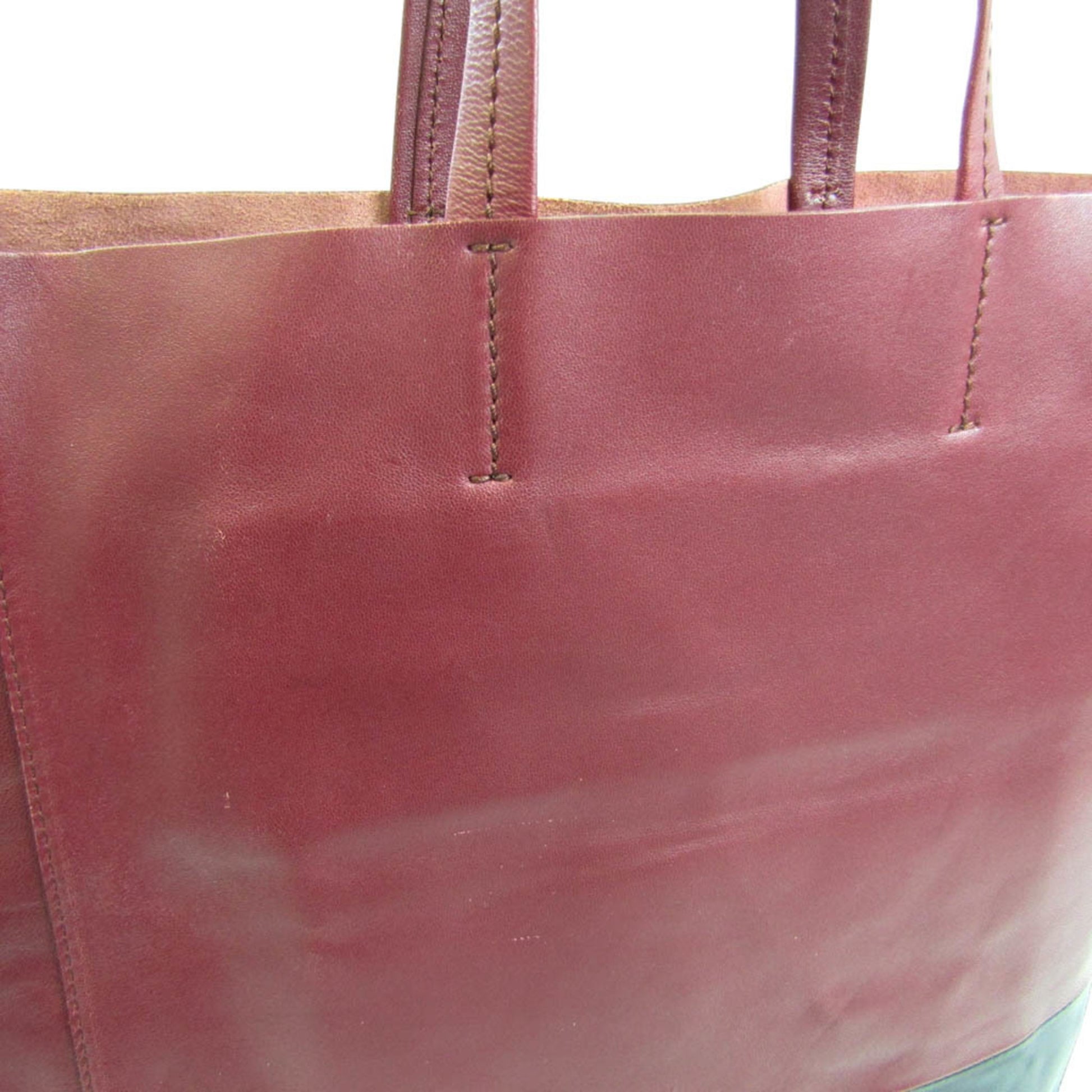 Celine Horizontal Cabas Women's Leather Tote Bag Black,Bordeaux