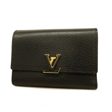 Louis Vuitton Trifold Wallet Taurillon Portefeuille Capucines Compact M62157 Noir/Hot Pink