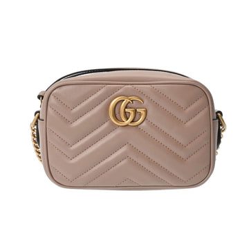 GUCCI GG Marmont Quilted Pink Beige 448065 Women's Calf Shoulder Bag