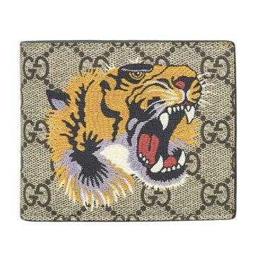 GUCCI GG Supreme Tiger Bifold Wallet Billfold 451268 Beige Men's