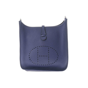 HERMES Evelyn 3 PM Blue Ankle Palladium Metal Fittings C Engraved [around 2018] Women's Taurillon Clemence Shoulder Bag