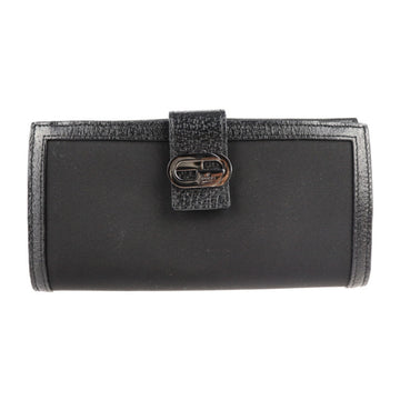 GUCCI Long Wallet 035 0416 2109 Canvas Leather Black W Hook Bifold