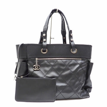CHANEL Tote Bag Paris Biarritz GM Women's Black Leather Coated Canvas A34210 Hand Heremark