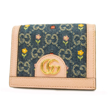 GUCCIAuth  Bi-fold Wallet GG Marmont Gold Metal 523155 Women's Leather,Denim