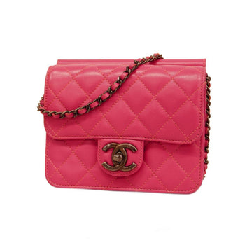 CHANEL Shoulder Bag Matelasse Chain Lambskin Pink Ladies