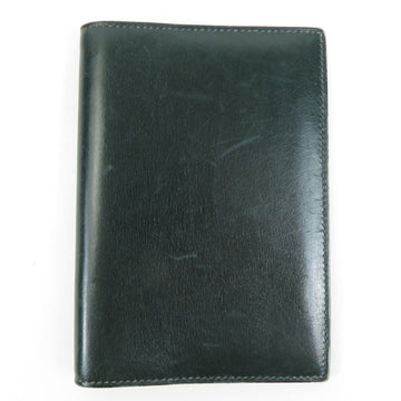 HERMES notebook cover leather dark green unisex