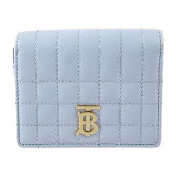 BURBERRY LOLA CMPT roller compact wallet tri-fold 8066987 lambskin PALE-BLUE light blue series gold hardware TB logo quilting