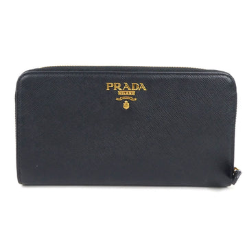 PRADA bifold long wallet leather black unisex