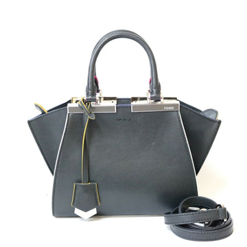 FENDI Handbag Mini Trois Heors Shoulder Bag Black Women's Leather