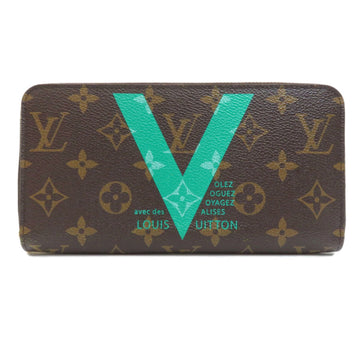 LOUIS VUITTON M60928 V Collection Zippy Monogram x Turcoise Long Wallet Canvas Women's