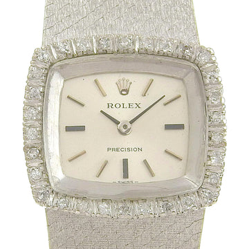 ROLEX Precision Watch Diamond Bezel cal.1400 2652 K18 White Gold Silver Manual Winding Women's Dial