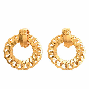 CHANEL hoop here mark earrings gold ladies