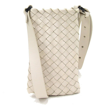 BOTTEGA VENETA Smartphone Case Intrecciato 567029 Ivory Leather Shoulder Small Pochette Sacoche Women's