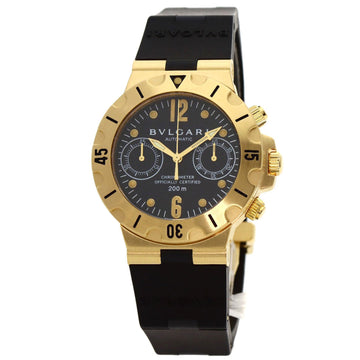 BVLGARI SC38G Diagono Scuba Manufacturer Complete Watch K18 Yellow Gold/Rubber Men's