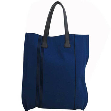 HERMES shoulder bag blue x black canvas leather women's men's