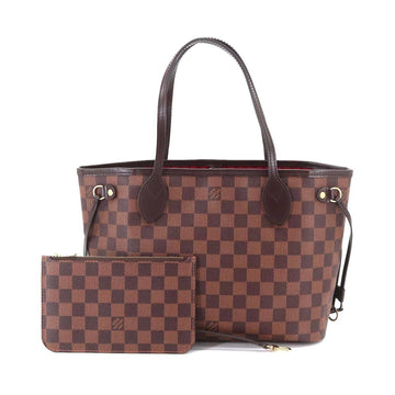 LOUIS VUITTON Damier Neverfull PM Tote Bag Brown N41359 Gold Hardware