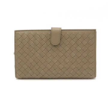 BOTTEGA VENETA intrecciato bi-fold long wallet calf leather greige 114074