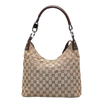 GUCCI GG Canvas Shoulder Bag Handbag 115003 Beige Brown Leather Women's