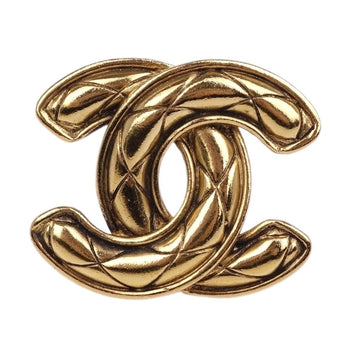Chanel Brooch Coco Mark Matelasse Badge Ladies Gold