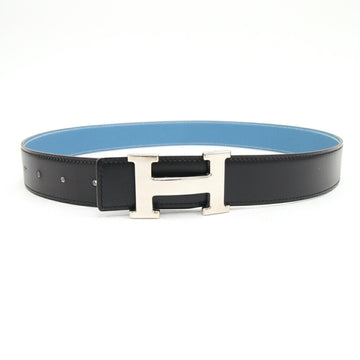 HERMES belt Constance H black blue box calf Togo 75 H stamped 2004 year ladies reversible