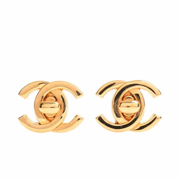 CHANEL Coco Mark Turnlock Earrings Gold Women's