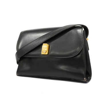 Celine shoulder bag leather black gold Metal