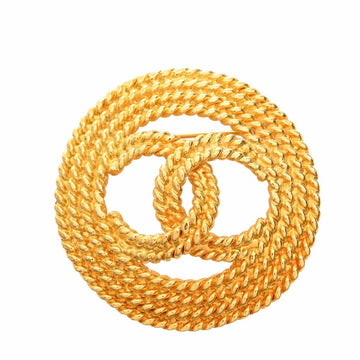 CHANEL Coco Mark Round Brooch Gold Ladies