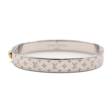 LOUIS VUITTON Cuff Nanogram Bracelet M00250 Size M Metal Silver Gold Monogram Pattern Bangle Vuitton