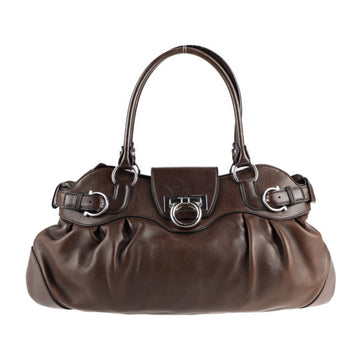 SALVATORE FERRAGAMO Marissa Gancini handbag AB-21 5370 leather brown silver hardware semi-shoulder