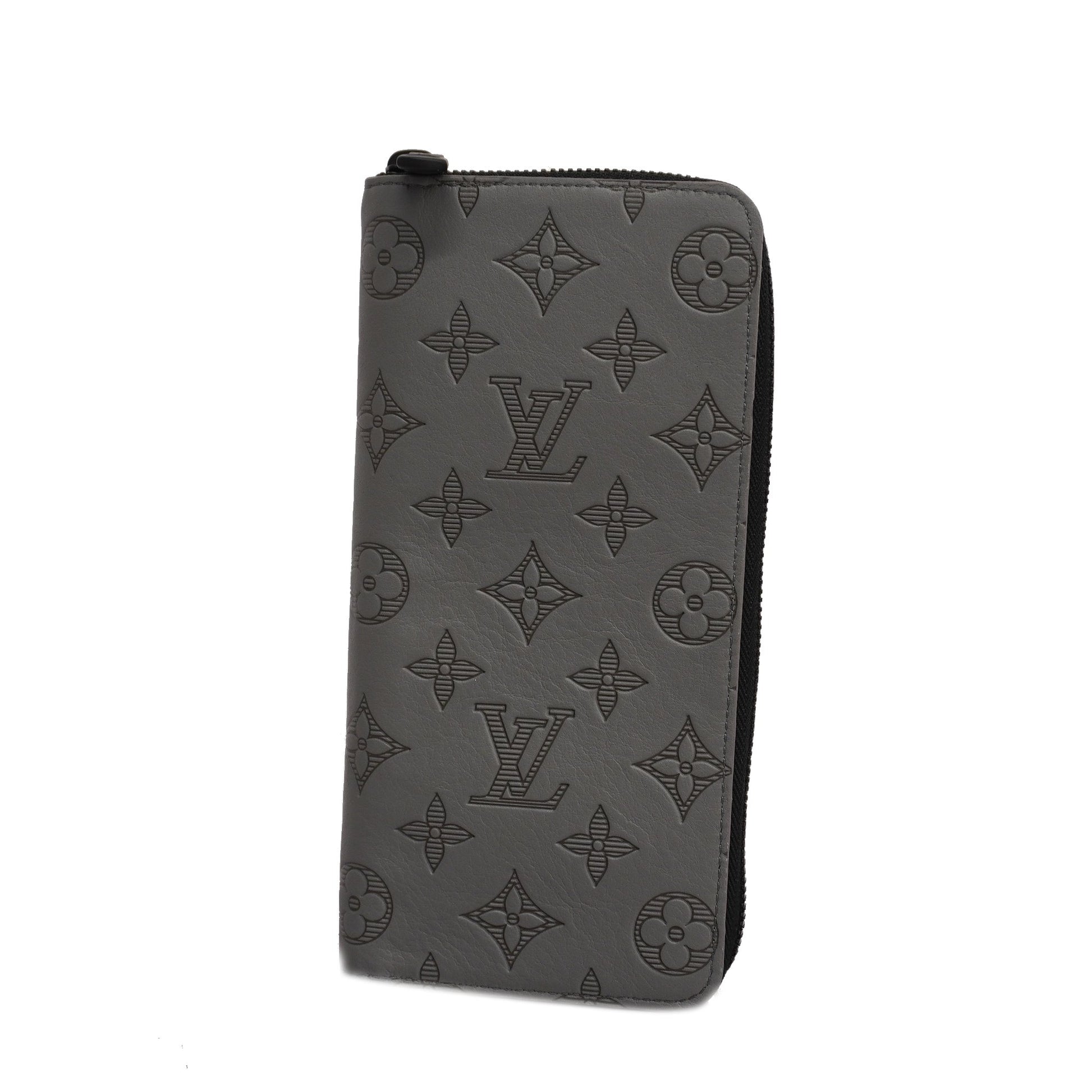 Louis Vuitton Zippy Wallet Vertical Monogram Shadow Gray M81384 Long Mens