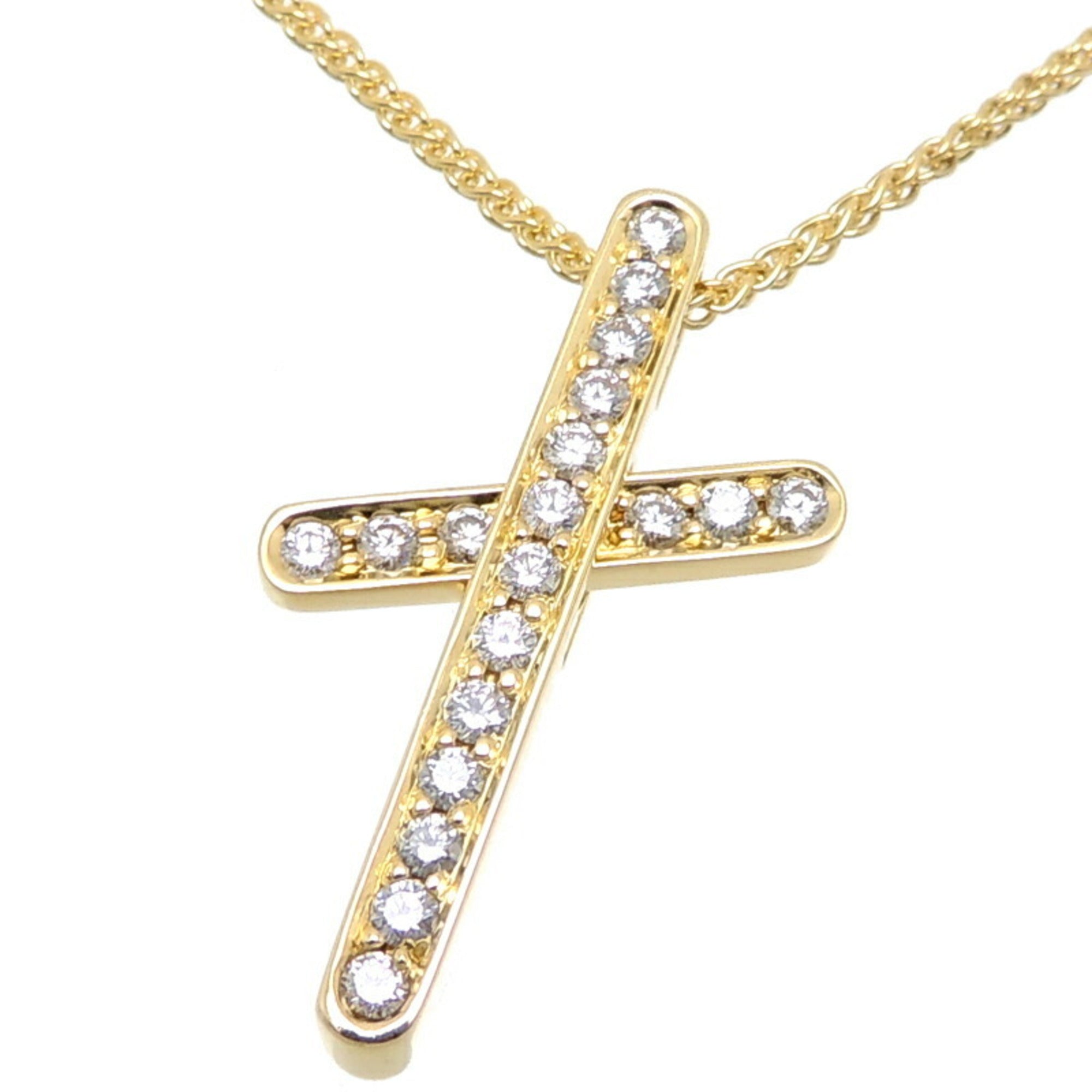 Piaget 750YG Cross Motif Women s Necklace 750 Yellow Gold