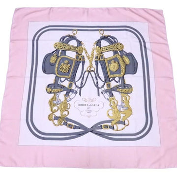 HERMES scarf BRIDES de GALA light pink x multicolor 100% silk ladies