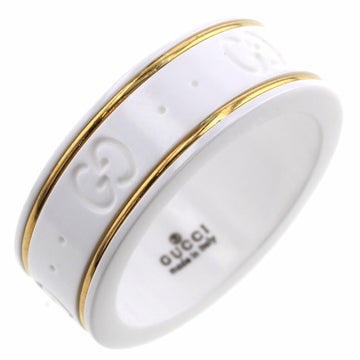 GUCCI Ring Icon Width Approx. 7mm 325964 J85V5 8062 K18 Yellow Gold White Zirconia No. 9 Ladies