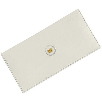 BALLY bi-fold long wallet white leather women's men's unisex