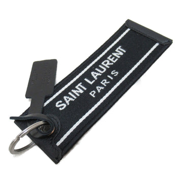 SAINT LAURENT Key ring Black cotton leather 710440