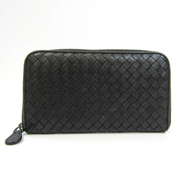 Bottega Veneta Intrecciato Men,Women Leather Long Wallet (bi-fold) Black