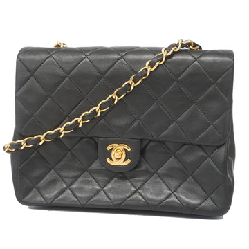 CHANELAuth  Matelasse A01115 Women's Leather Shoulder Bag Black