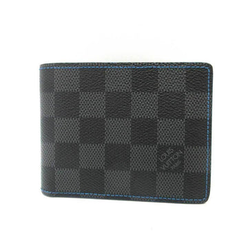 LOUIS VUITTON Wallet Portofeuille Slender Gray Blue Mini Billfold Bifold Men's Damier Graphite N64033 LOUISVUITTON