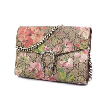GUCCI[3za0377]Auth  Chain Wallet Dionysus 401231 GG Blooms Beige/Pink Silver metal