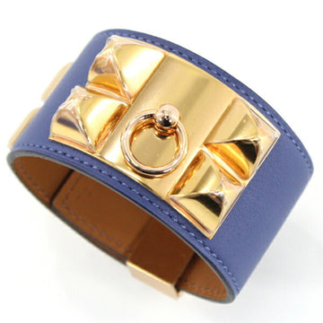HERMES Coriedossian Bracelet Bangle Coriedossien Blue Pink Gold Plated Hardware T2 Size Swift Leather Men's Women's  Fashion