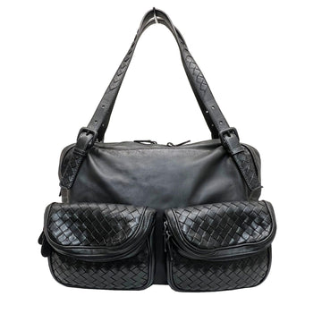 Bottega Veneta Intrecciato Shoulder Bag One Leather Black 248521 Women's Men's