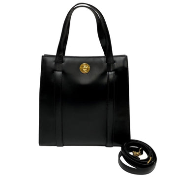 CELINE Vintage Star Ball Metal Fittings Calf Leather Genuine 2way Handbag Shoulder Bag Black