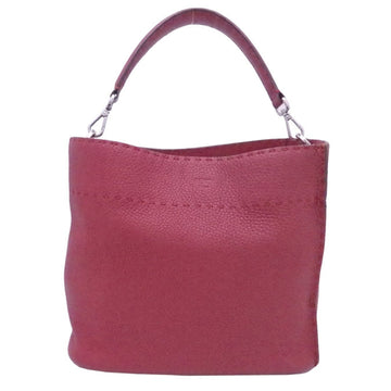 Fendi handbag Selleria burgundy leather x silver hardware ladies