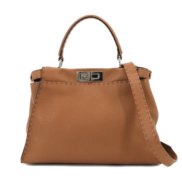 FENDI Selleria Peekaboo Regular 2way Hand Shoulder Bag Leather Brown 8BN290