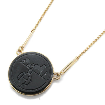 HERMES Ex Libris Necklace Necklace Black K18PG[Rose Gold] Black