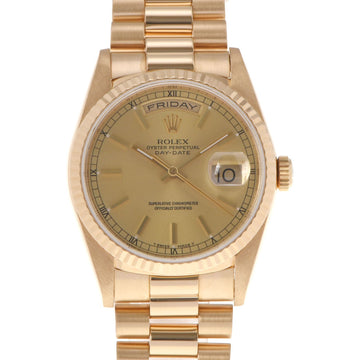 Rolex day date 18238 men's YG watch self-winding champagne dial